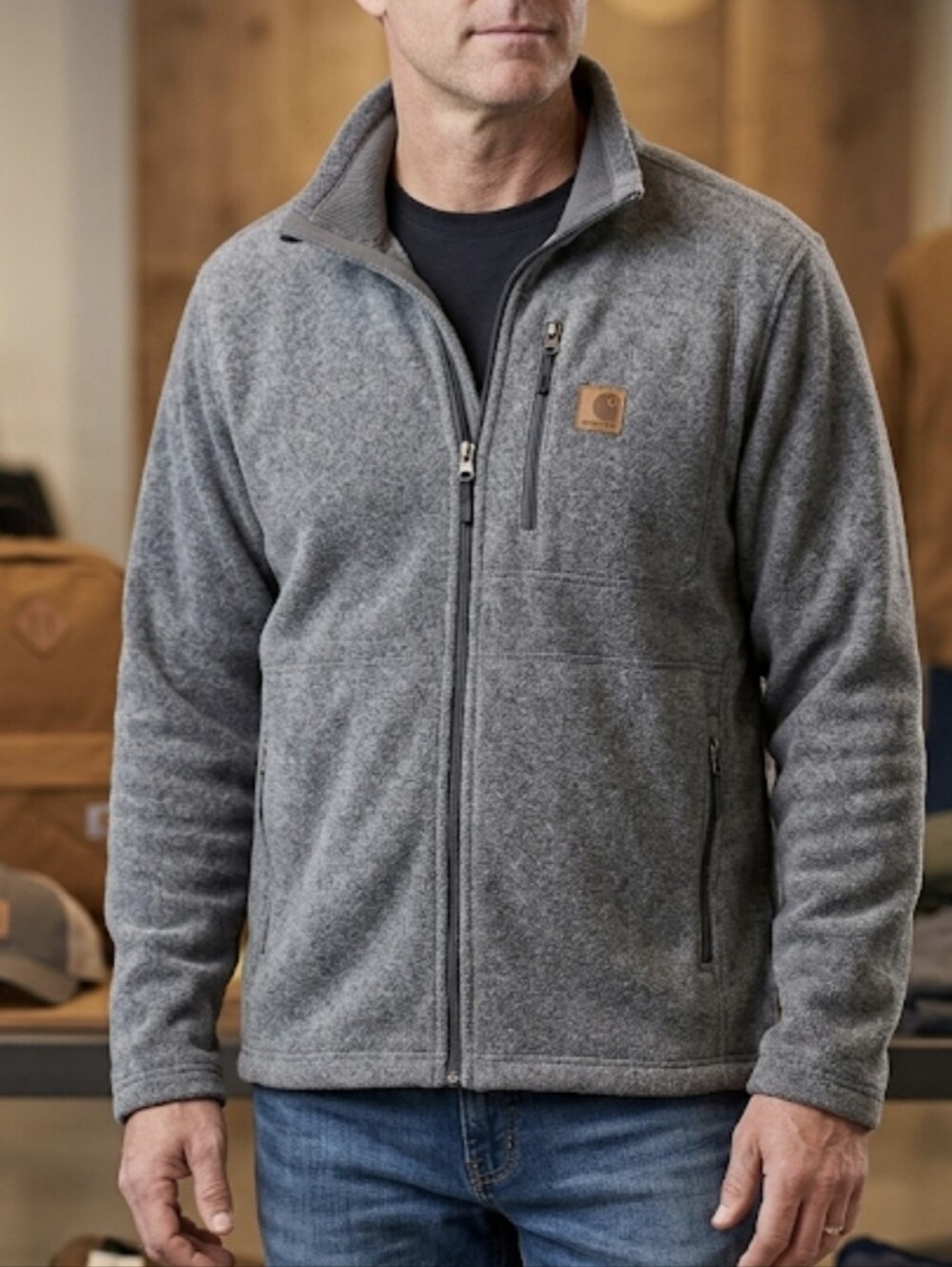 Carhartt Dalton Full Zip Fleece Jacket Shadow Heather Gray Mens XL